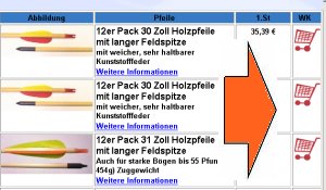 1. Schritt: Bei den gew�nschten Atikeln klichen Sie auf den Warenkorb.